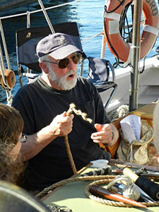 Northwest Schooner Society's rigger teaching his craft aboard the Schooner Lavengro.